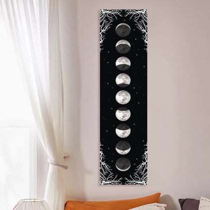 Moon Phase Tapestry Black and White starry sky Wall Hanging Moon Throw Blanket Home Decor Wall Hanging Bohemian Wall Cloth Mural
