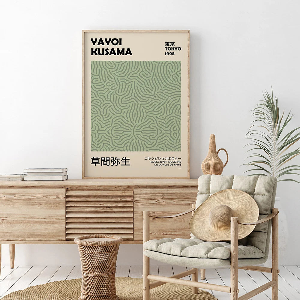 Sage Green Matisse Yayoi Kusama Exhibition Poster Haring Art Canvas Painting Nordic Poster Prints Wall Picture Living Room Decor - niceart