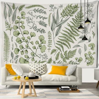 Floral And Green Plants Tapestry Wall Hanging Fern Leaves Boho Nature Landscape Aesthetic Room Home Decor