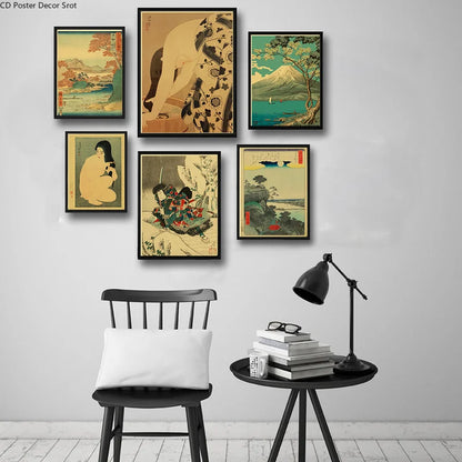 Japanese Landscape Series Retro Poster Kraft Paper Prints Posters Vintage Home Room Bar Cafe Decor Aesthetic Art Wall Paintings - NICEART