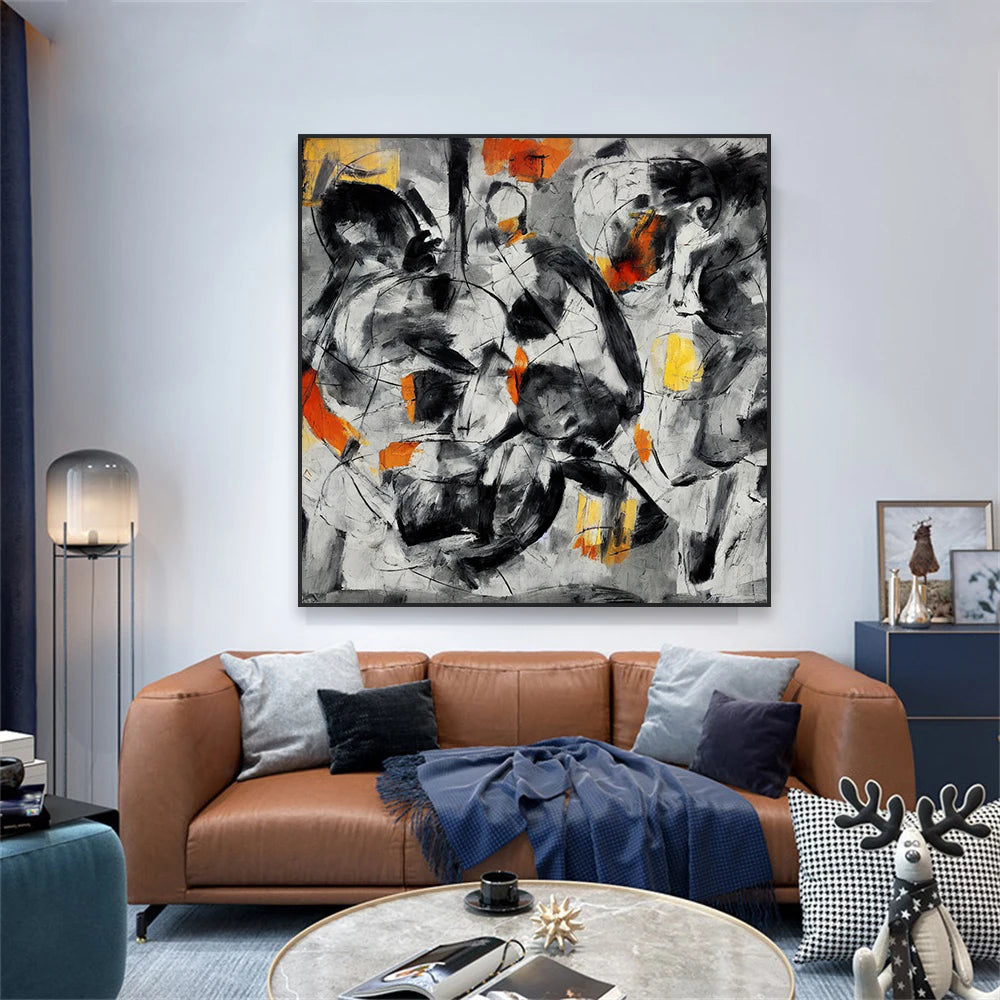 Abstract Black and Beige Art Poster Abstract Expression Oil Painting Prints Canvas Painting Home Modern Living Room Decoration - NICEART