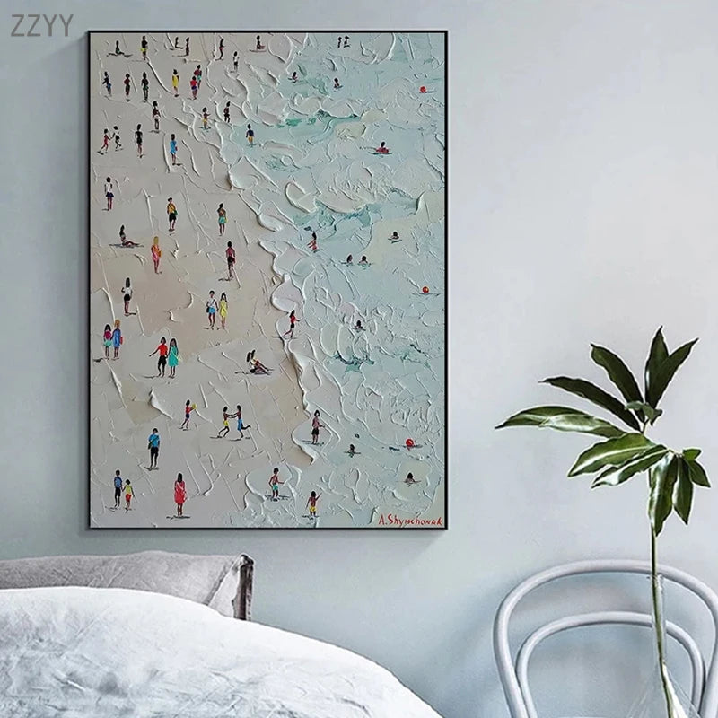 Canvas Painting Summer Beach Seascape Oil Painting Poster The Picture on The Wall Pictures for Living Room Decor No Frame - NICEART