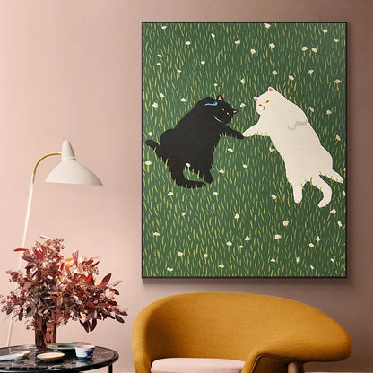 Funny Cute Lovers Cat Can You Sing Me That Until I Stop Poster Canvas Painting Kitty On Grass Wall Art Living Room Home Decor - niceart