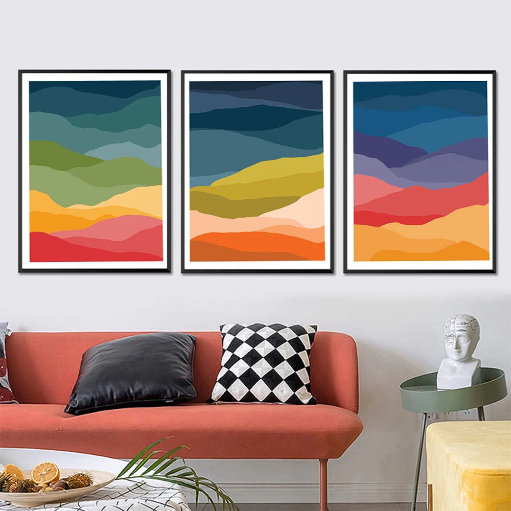 Abstract Poster Modern Rainbow Waves Canvas Painting Nordic Lgbt Art Print Boho Fashion Wall Picture For Living Room Home Decor - NICEART