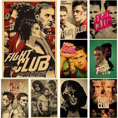 Fight Club Movie Posters Brad Pitt Film Kraft Paper Prints Posters Vintage Home Room Bar Cafe Decor Aesthetic Art Wall Painting - NICEART