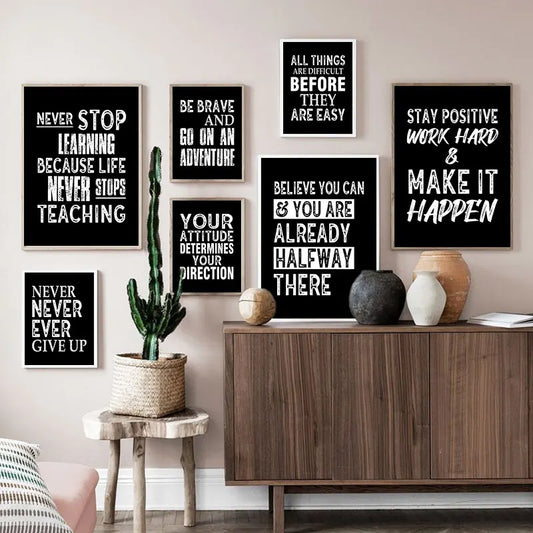 Black Inspiring Quotes Canvas Painting Modern Wall Decorative Poster and Print Living Room Office Art Picture Home Decor - niceart