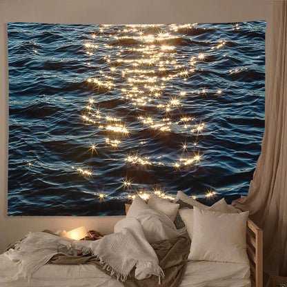 Shimmering Sea Surface Scenery Vacation Tapestry River Tapestry Wall Decor  Bedroom Decoration Tapestry Bedding Room Decorative