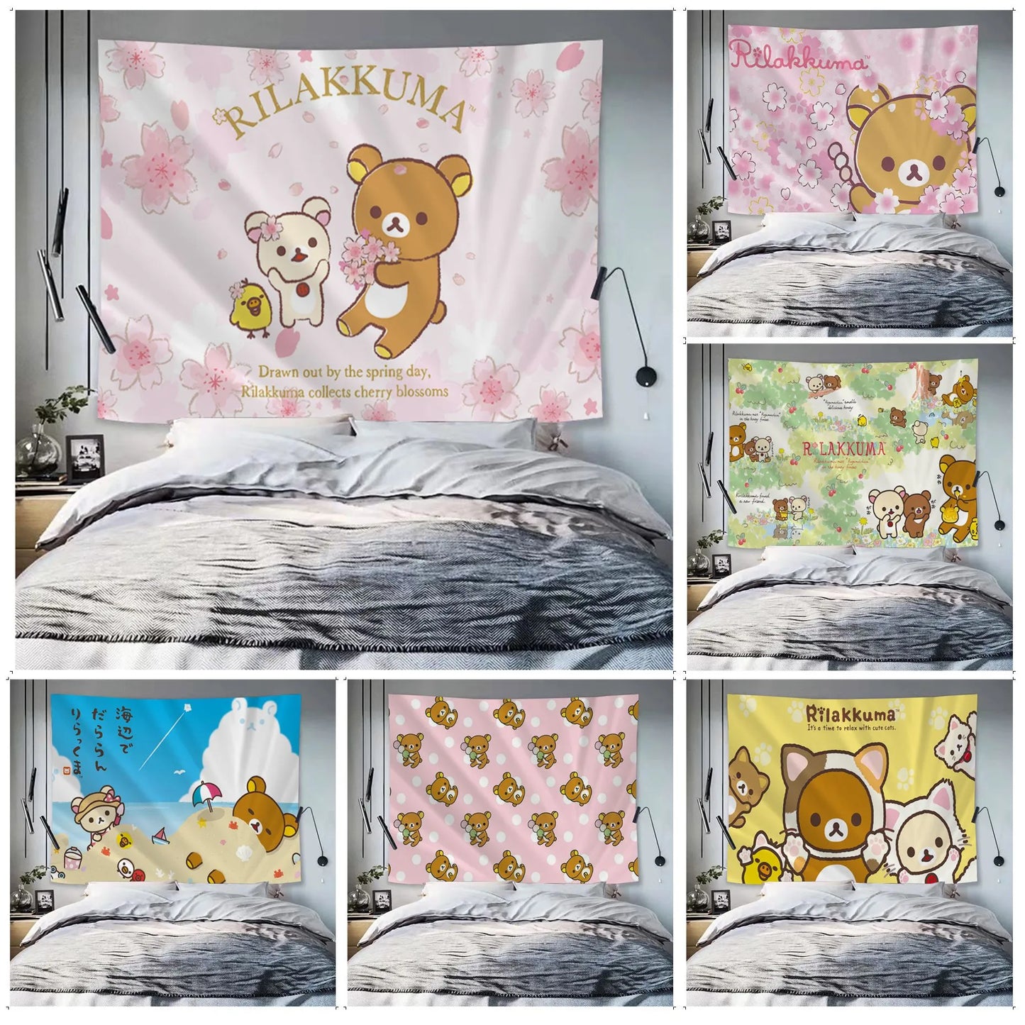 kawaii Rilakkuma Wall Tapestry Cheap Hippie Wall Hanging Bohemian Wall Tapestries Mandala Kawaii Room Decor