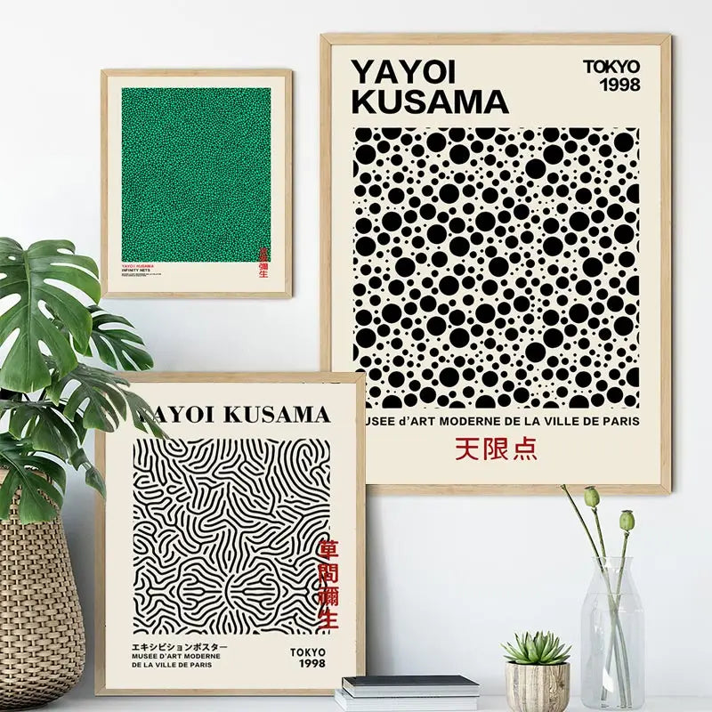 Yayoi Kusama Abstract Line Dots Canvas Art Exhibition Poster and Print Infinity Dots Painting Wall Art Picture Room Home Decor - niceart