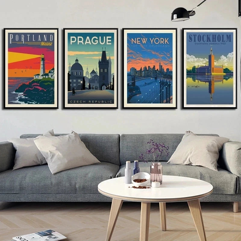 Netherlands New York Switzerland Amsterdam City Landscape Canvas Painting Posters and Prints Wall Art for Living Room home Decor - NICEART