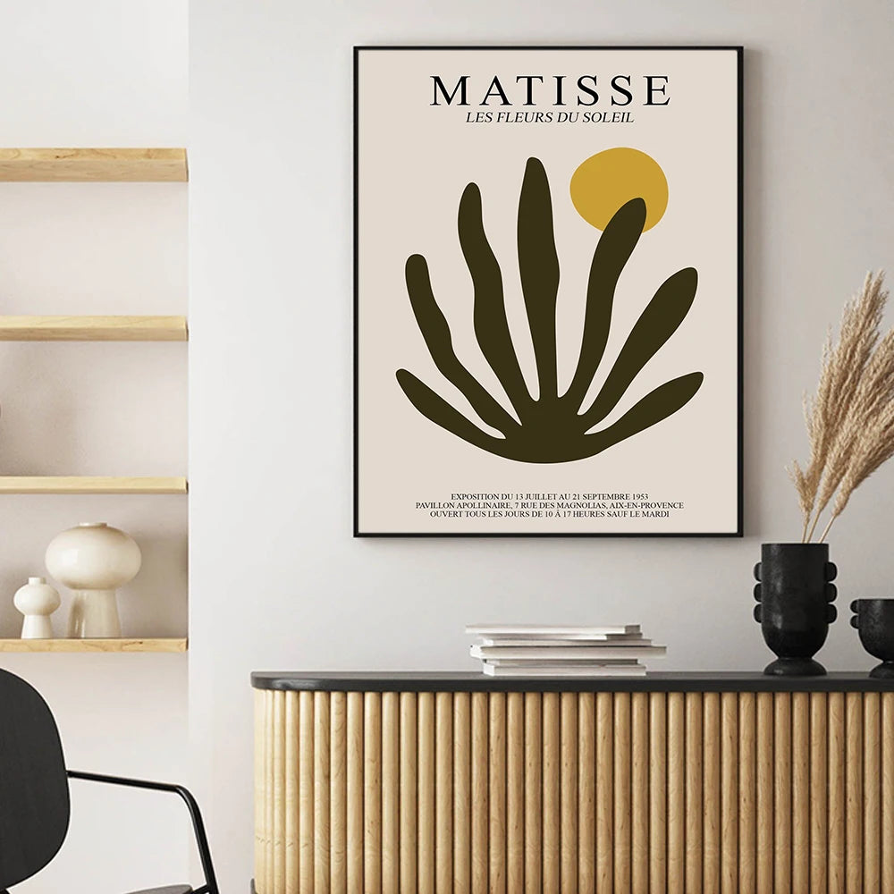 Matisse Exhibition Poster Nordic Flower Botanical Beige Art Print Abstract Body Canvas Painting Wall Pictures Living Room Decor - NICEART