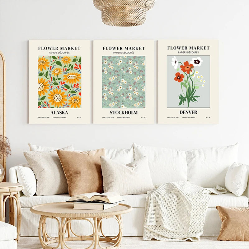 Flower Market Wall Art Canvas Painting with Frame Matisse City Flowers Poster Nordic Living Room Interior Print Picture Decor - NICEART