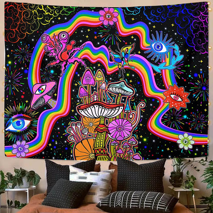 Trippy Mushroom Tapestry Aesthetic Room Decor Boho Tapestries Wall Hanging Gothic Home Decor Dorm Room Decoration Accessories