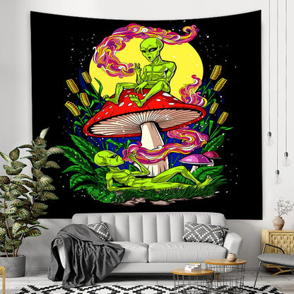 Home Decor Alien Tapestry Kawaii Room Decor Anime Cartoon Illustration Hippie Art Mushroom Eye Wall Hanging Tapestries Teen Dorm