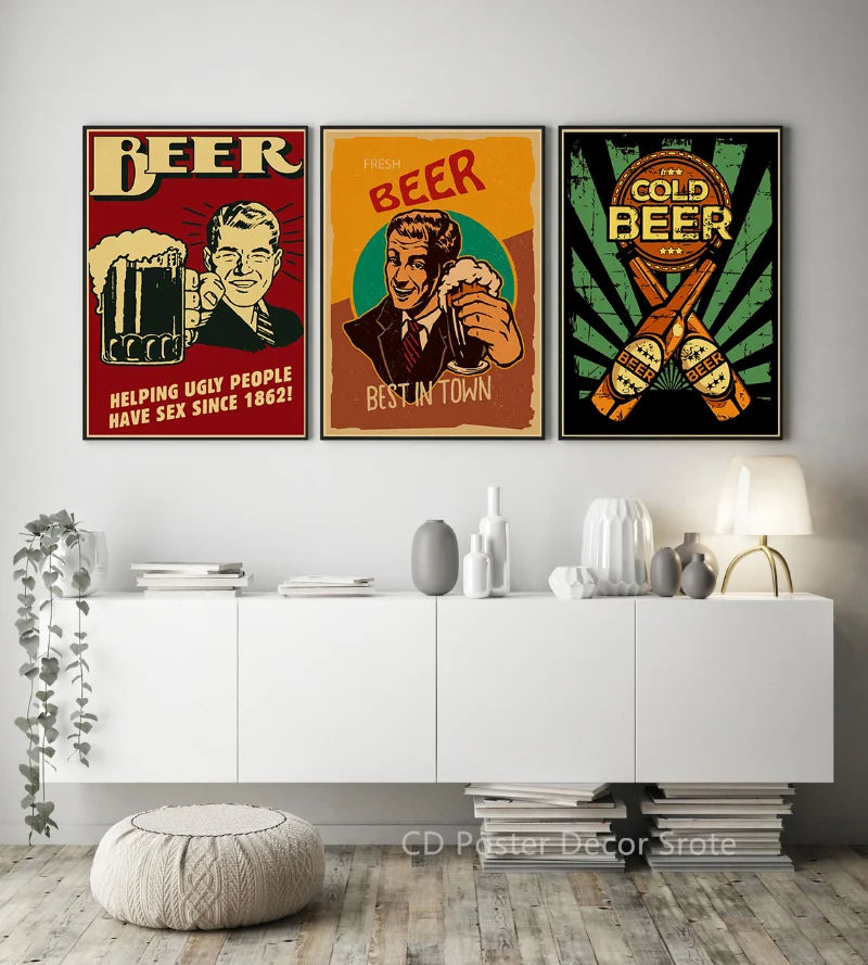 Beer Vintage Poster Cigarette Coffee Retro Kraft Paper Prints Picture DIY Aesthetic Room Home Bar Cafe Art Wall Decor Painting - NICEART
