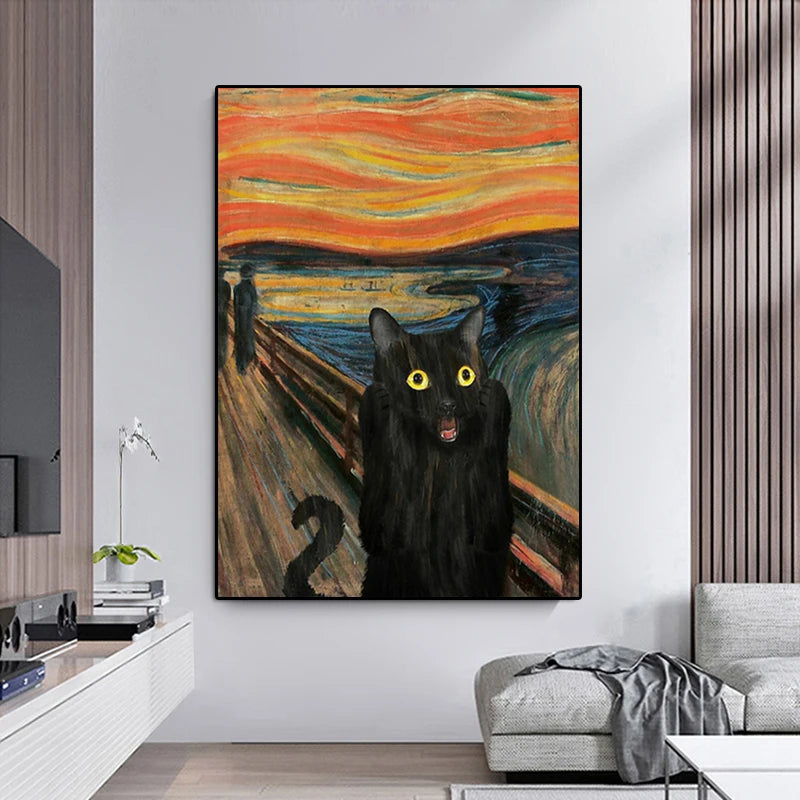 Funny Black Cat Portrait Canvas Paintings Posters and Prints Modern Wall Art Pictures for Living Room Home Decoration Cuadros - niceart