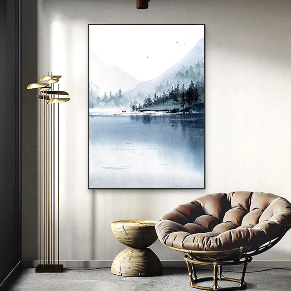 Abstract Landscape Oil Painting Prints Watercolor Mountain Poster Nature Canvas Print Modern Minimal Wall Canvas Painting Decor - NICEART