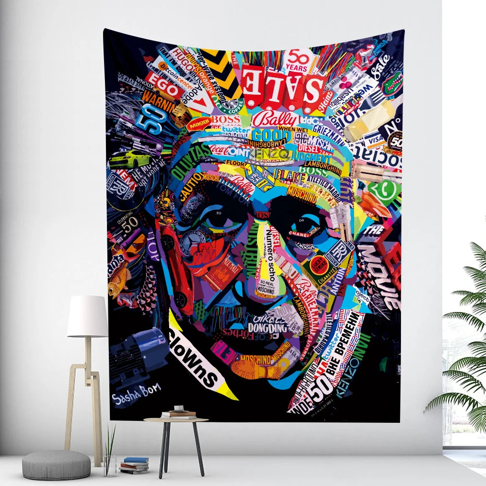 Beautiful character graffiti psychedelic scene home decoration tapestry hippie noshian room decorative background wall