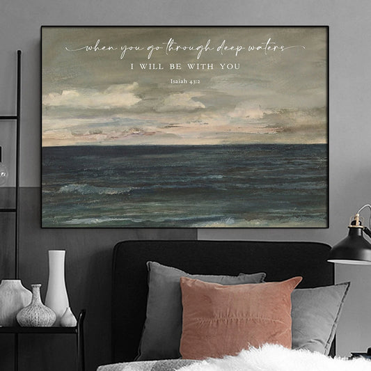 Scripture Landscape Bible Verse Picture Canvas Painting Wall Art Christian Vintage Ocean Poster and Print Home Living Room Decor - NICEART