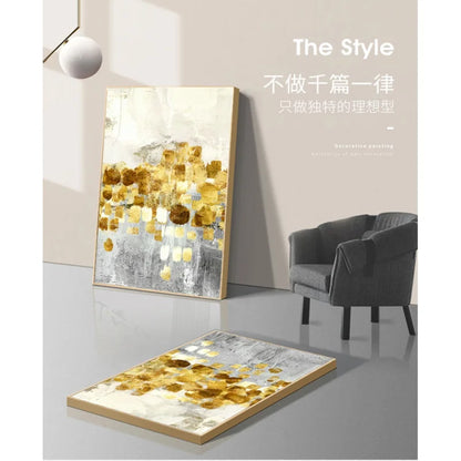 Modern Nordic Abstract Wall Art Grey Gold Wall Texture Color Block Posters And Prints Gold Foil Oil Painting Living Room Decorat - NICEART