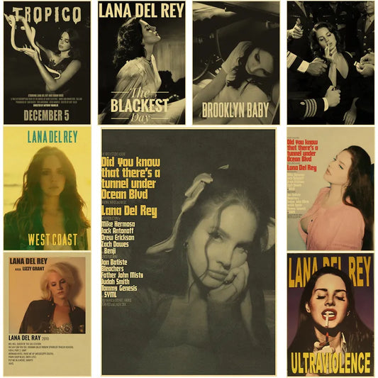 Lizzy Grant Lana Del Rey Posters Retro Kraft Paper Prints Music Album Poster Vintage Home Room Decor Aesthetic Art Wall Painting - NICEART