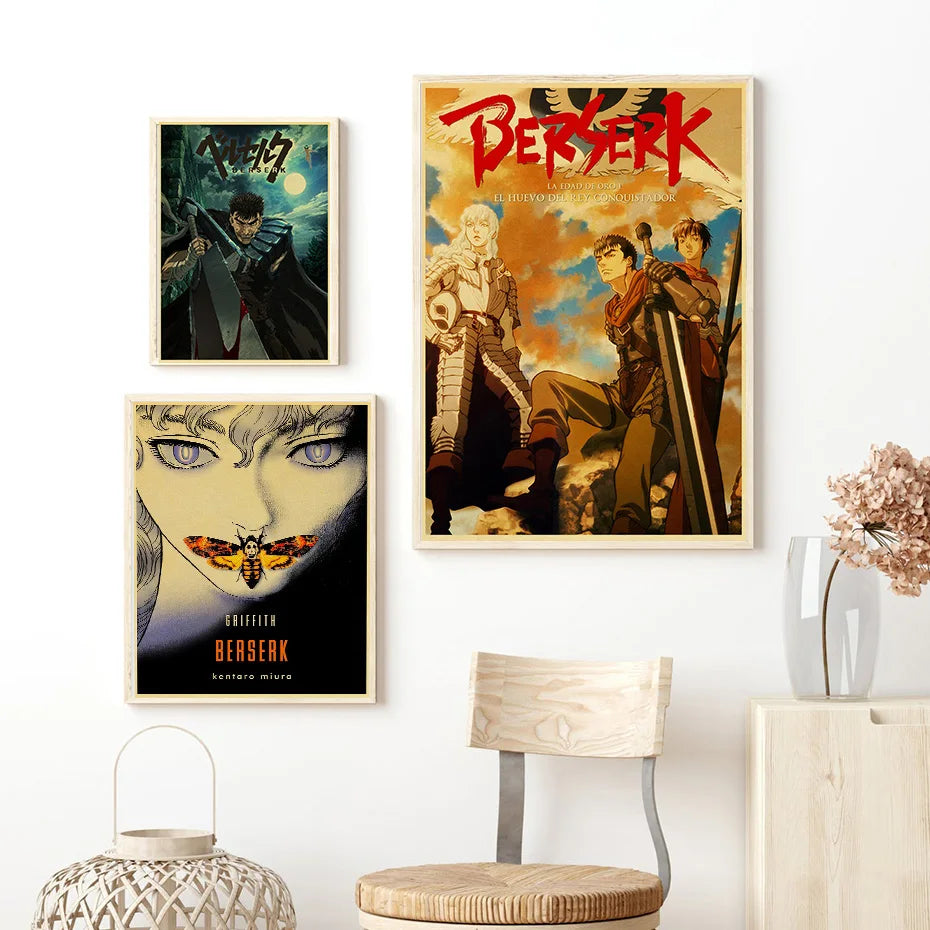 Japanese Art Wall BERSERK Poster Popular Comfortable Kraft Paper Prints Decoration Salon Modern Anime Figure Bedroom Painting - niceart