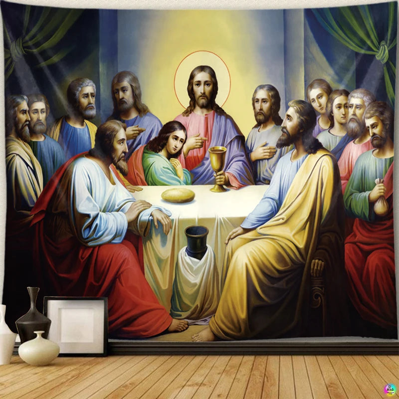 Last Supper Tapestry Christ  Jesus Easter Catholic Religion Wall Hanging Room Decor Christmas Decoration Large Fabric Tapestries - NICEART