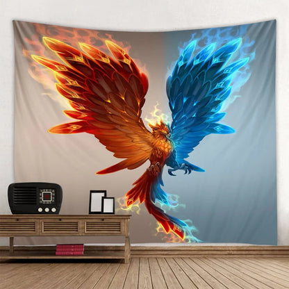 Fire Phoenix Wall Hanging Tapestry Flying Bird Art Decorative Blanket Curtain Hanging at Home Bedroom Living Room Decor