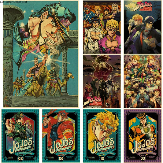 Anime JoJo Bizarre Adventure Retro Poster Kraft Paper Print Posters Vintage Home Room Bar Cafe Decor Aesthetic Art Wall Painting - NICEART