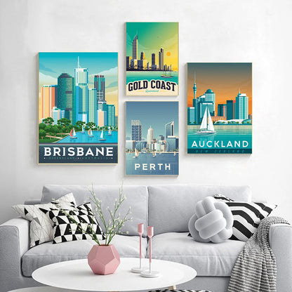 Gold Coast Melbourne Auckland Oceania Perth Travel Prints Brisbane Australia Posters Canvas Painting Nordic Decor Wall Pictures - NICEART