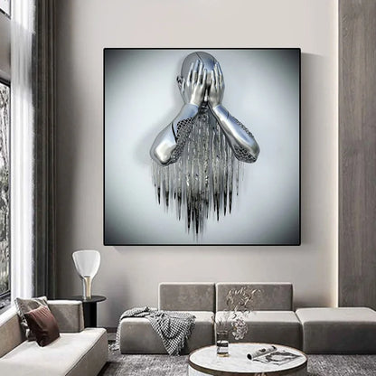 Modern Metal Figure Statue Art Canvas Painting Romantic Abstract Posters and Prints Wall Painting Living Room Home Decor Cuadros - NICEART