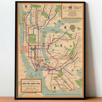 Vintage Subway Maps New York City Nordic Poster Wall Art Canvas Painting Posters Wall Pictures For Living Room Decor Unframed - niceart