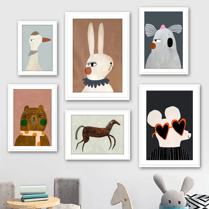 Bear Panda Goose Koala Mouse Cat Dog Horse Wall Art Canvas Painting Nordic Posters And Prints Wall Pictures Baby Kids Room Decor - NICEART