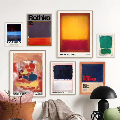 Mark Rothko Exhibition Museum Posters And Print Abstract Block Color Red Blue Wall Art Canvas Painting Decor Picture Living Room - NICEART