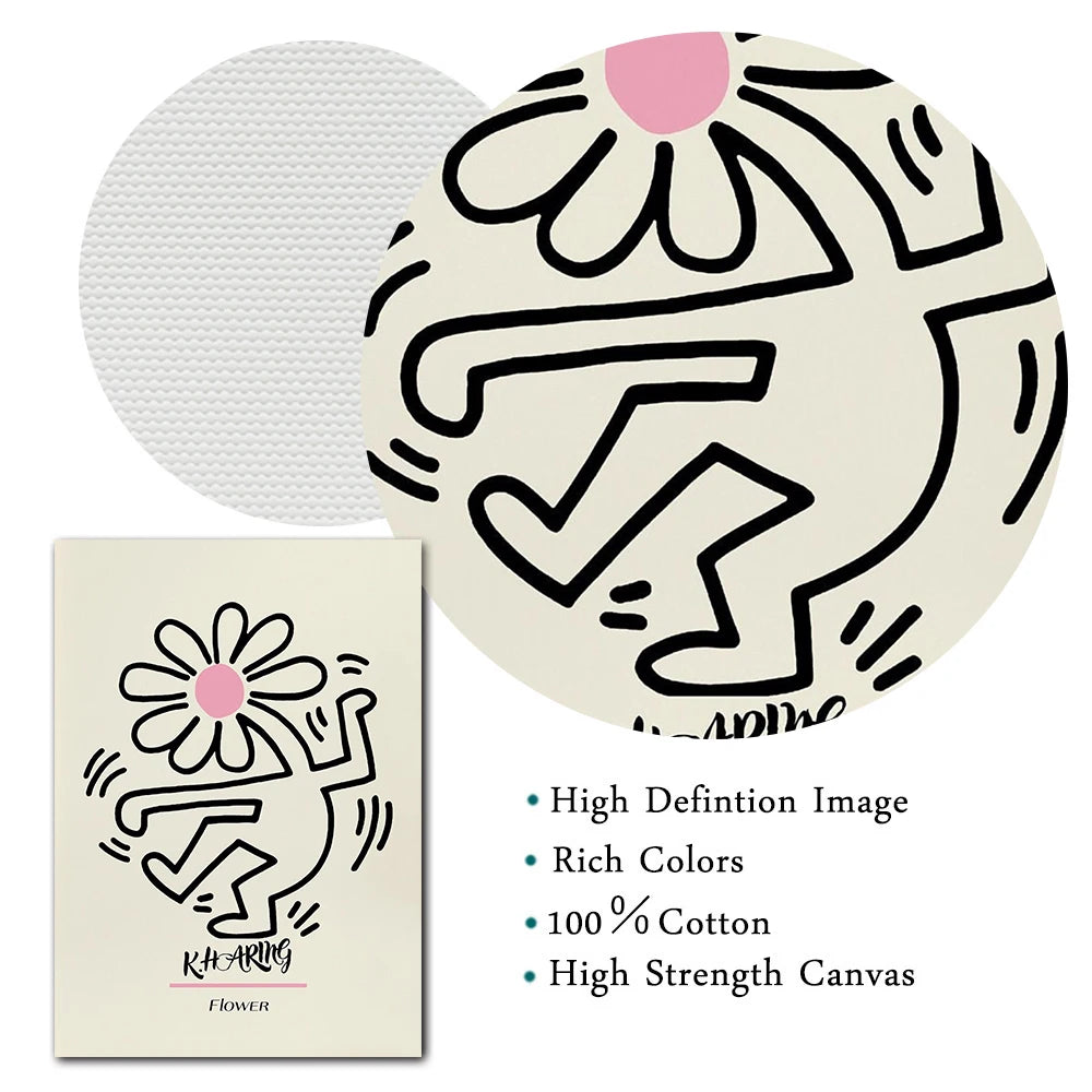 Pink Picasso Dancers The Museum Art Exhibition Poster Keith Line Woman Face Prints Matisse Flower Wall Picture Living Room Decor - NICEART