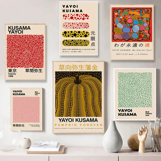 Yayoi Kusama Exhibition Posters and Prints Gallery Wall Art Picture Museum Modern Canvas Painting Nordic Living Room Decoration - niceart
