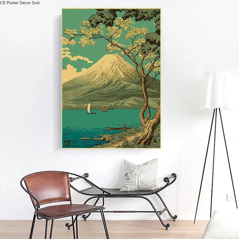 Japanese Landscape Series Retro Poster Kraft Paper Prints Posters Vintage Home Room Bar Cafe Decor Aesthetic Art Wall Paintings - NICEART