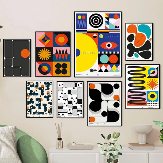 Geometric Figures Poster And Print Abstract Canvas Painting Nordic Wall Art Colorful Pictures for Living Room Home Decoration - NICEART