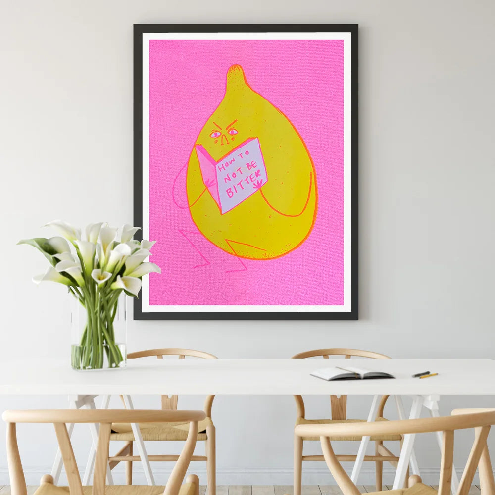 How To Not Be Bitter Cute Fruit Lemon Looking Book Poster And Prints Modern Canvas Painting Wall Art Pictures Living Room Decor - niceart