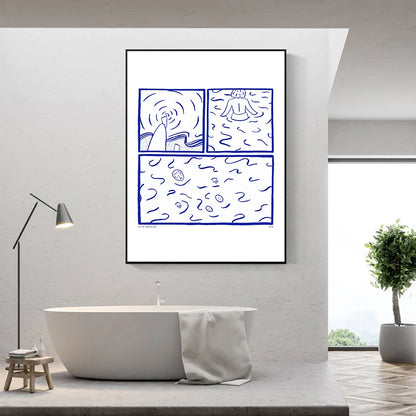 Blue Picture Kitchen Living Art Poster Print Simplicity White Abstract Retro Canvas Painting Room Home Decor SwimNordic Refuge - NICEART