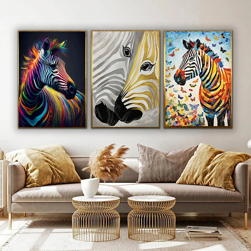Colorful Zebra Canvas Print Art Abstract Animal Posters and Prints Wall Art Painting Animal Pictures For Living Room Home Decor - NICEART