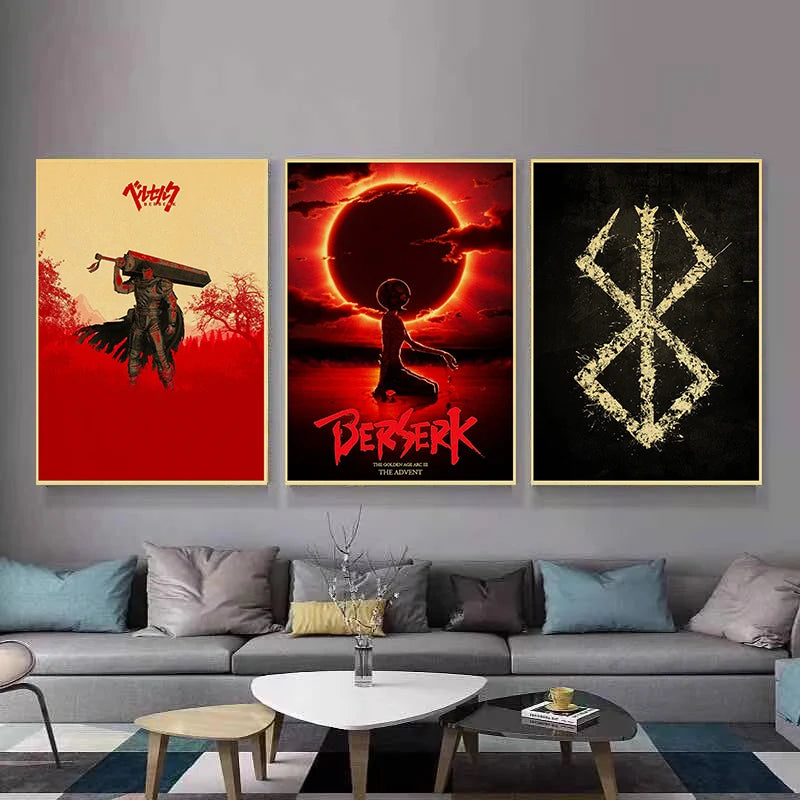 Japanese Art Wall BERSERK Poster Popular Comfortable Kraft Paper Prints Decoration Salon Modern Anime Figure Bedroom Painting - niceart