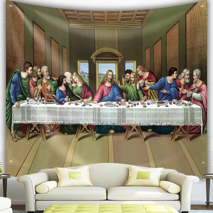 Last Supper Tapestry Christ  Jesus Easter Catholic Religion Wall Hanging Room Decor Christmas Decoration Large Fabric Tapestries - NICEART