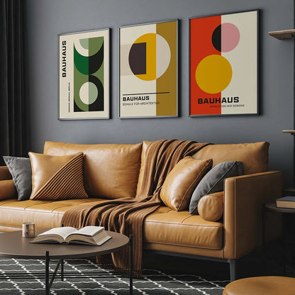 Bauhaus Style Wall Art Canvas Poster Prints Picture Mid Century Creative Geometric Pattern Painting for Modern Living Room Decor - NICEART