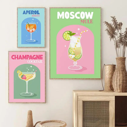 Nordic Poster Vintage Colorful Cocktail Canvas Painting Art Print Minimalist Picture Modern Bar Kitchen Home Decor Painting - NICEART