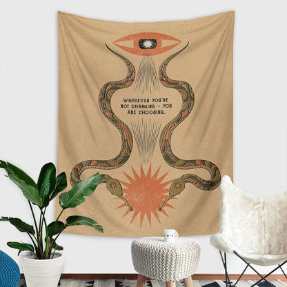 75x58cm Bohemian Meditation Inspired Tapestry Wall Hanging Retro Eye Hand Snake Decor Minimalist Print Mushroom Art Wall Decor