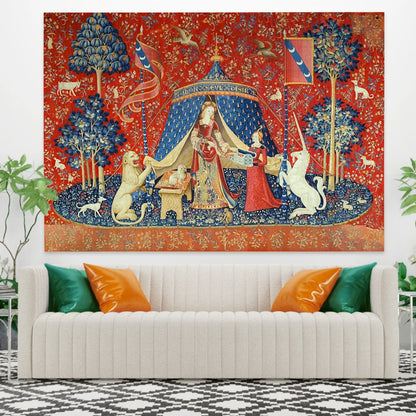 Lady And The Unicorn Tapestry Medieval Tapestry Wall Hanging Printed Home Decor Tapestries Background Room Covering For Bed