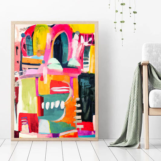 Bold Abstract Colorful Large Modern Gallery Wall Picture Home Decor Modern Vibrant Line Color Block Print Canvas Painting Poster - NICEART