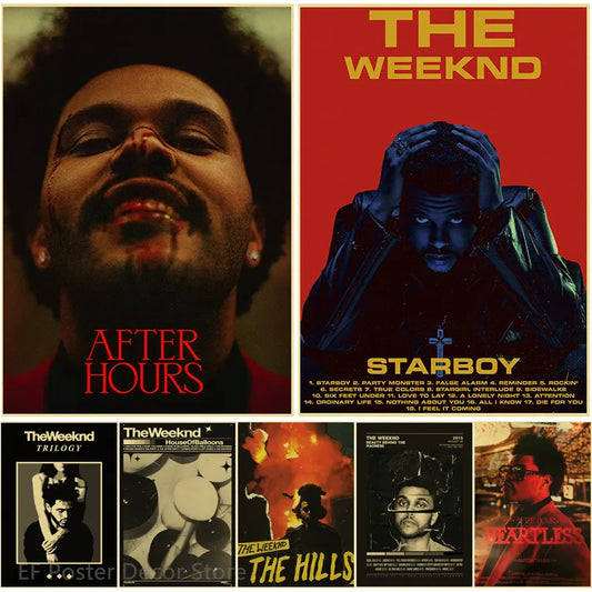 The Weeknd Retro Poster Aesthetic Prints Starboy/After Hours/Trilogy Painting Vintage Home Room Bar Cafe Art Wall Decor Picture - NICEART