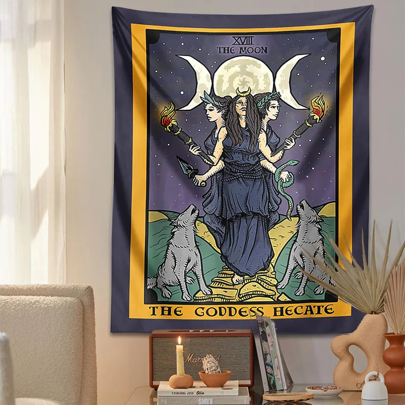 Tarot moon Tapestry Wall Hanging Mandala the  goddess hecate Hippie Astrology Divination Witchcraft Background Wall Decoration